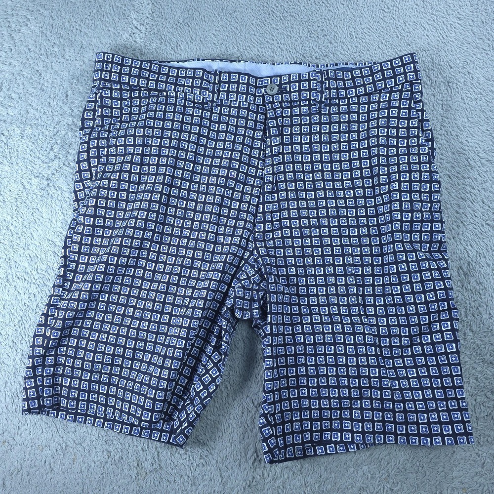 Polo Golf Ralph Lauren Shorts Mens 33 Blue Geometric Stretch Golf 9 Inseam
